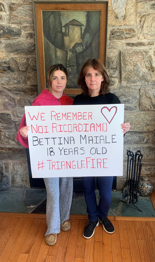 Mary Anne Trasciatti, President, Remember the Triangle Fire Coalition & daughter Bridget Caslowitz, FIT, class of 2021