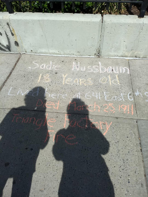 Judith Rubenstein chalks for Sadie Nussbaum